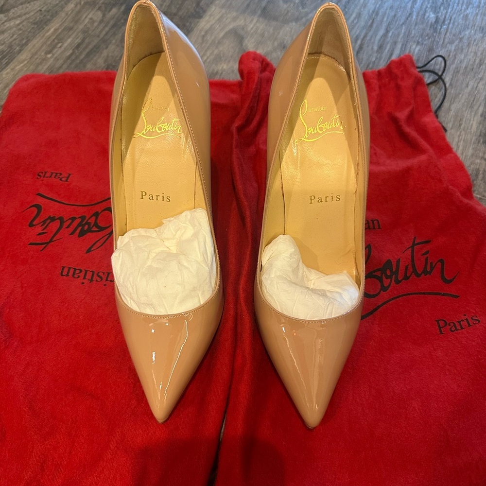 Christian Louboutin Tan Patent Leather Heels